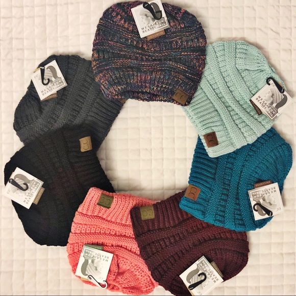 Royal Blue Messy Bun CC Beanie - Picture 4 of 4